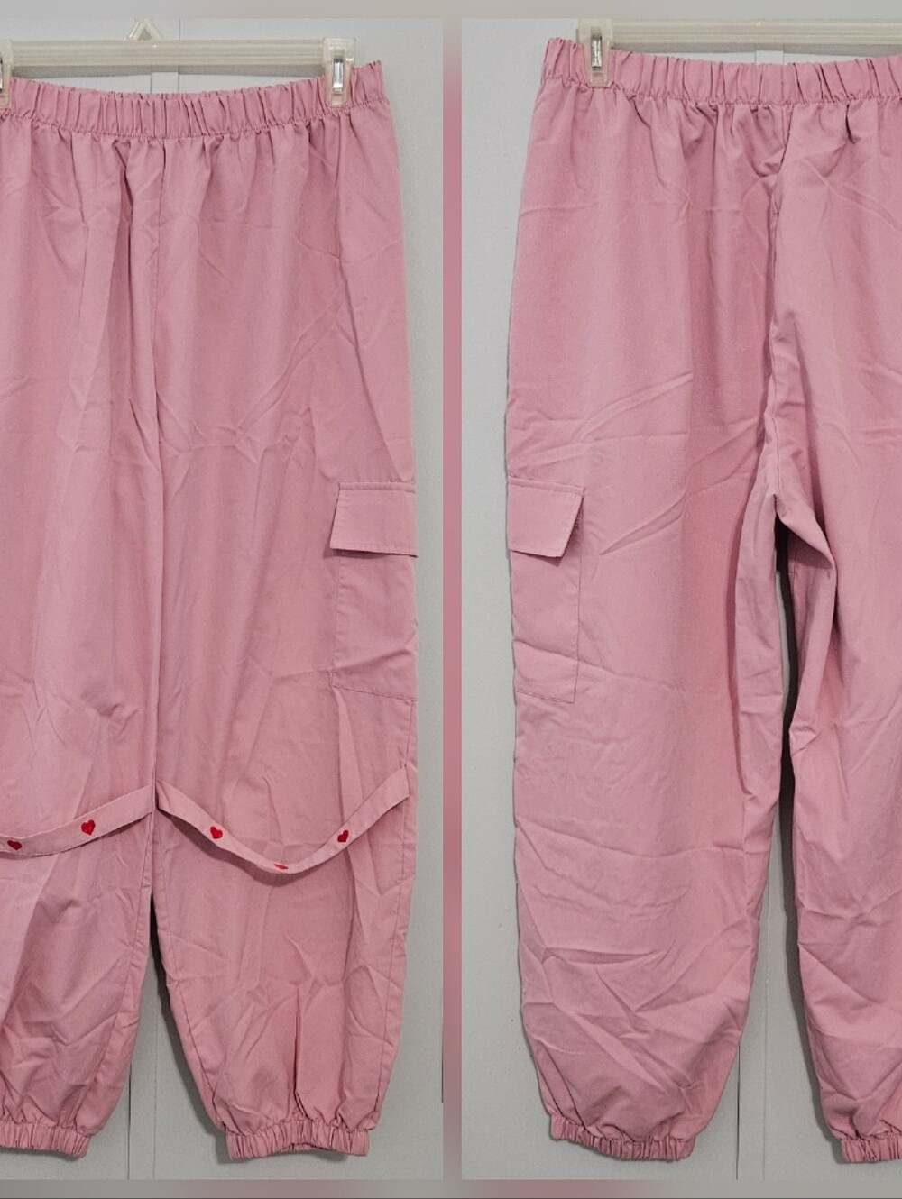 Romwe Size 3XL Pink Elastic Waist & Ankle Cuffs Casual Baggy Pants Pull On Trous